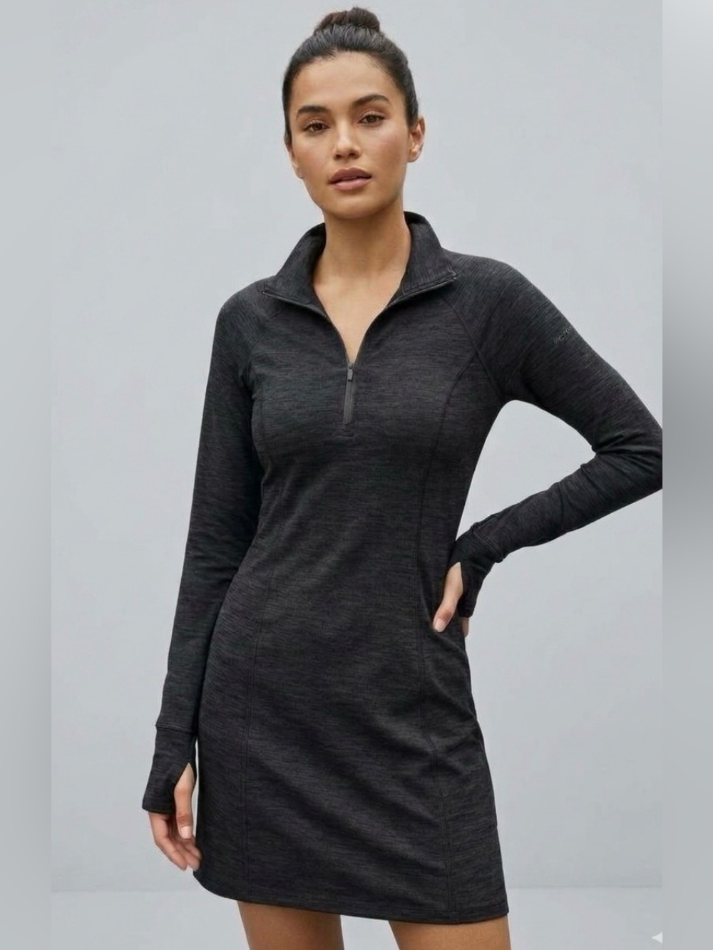 Beyond Yoga Heather Rib Westside Dress Black - Size Small HR6218 Mini Dress